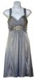 Ruched Overlap Bust Short Formal Party Dress in Silver color